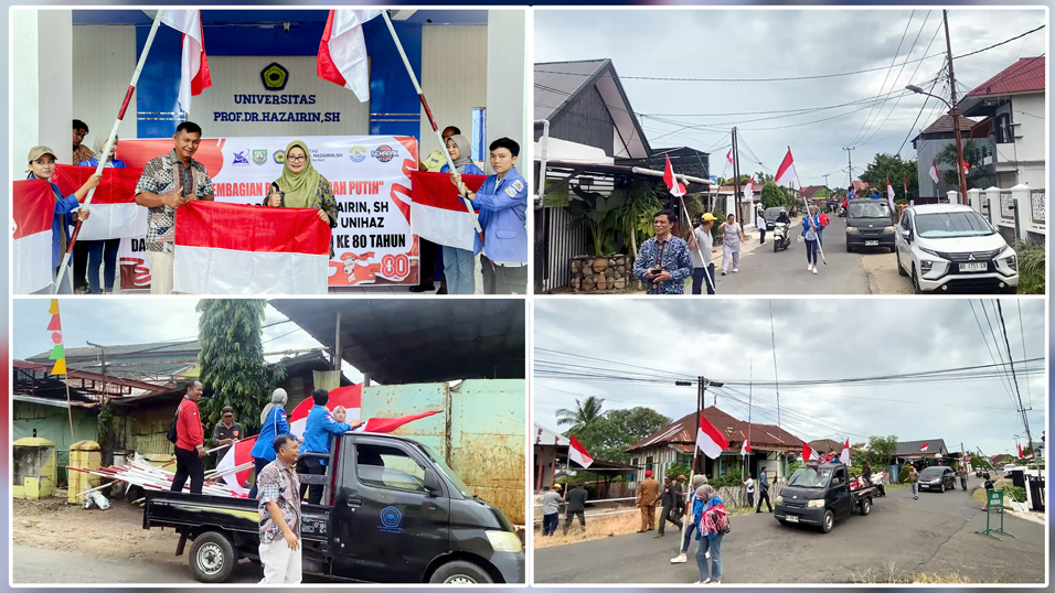 Jelang HUT RI, Unihaz Bengkulu Bagikan 80 Bendera Merah Putih ke Warga Sekitar Kampus