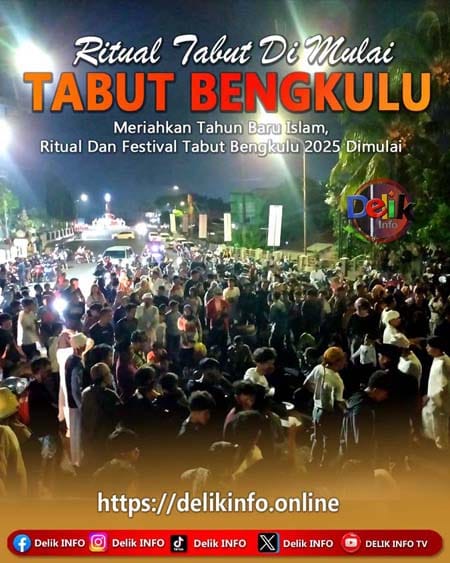 Masyarakat Bengkulu memadati jalan menyaksikan prosesi Ngambik Tanah dan tabuhan dol pada pembukaan Festival Tabut 2025 dalam rangka menyambut Tahun Baru Islam 1 Muharram 1447 H.