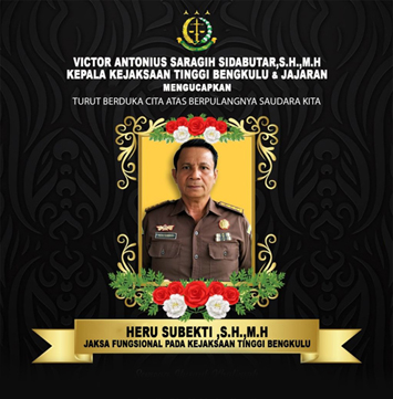 Kejati Bengkulu Kabar Duka Jaksa Heru Subekti Tutup Usia