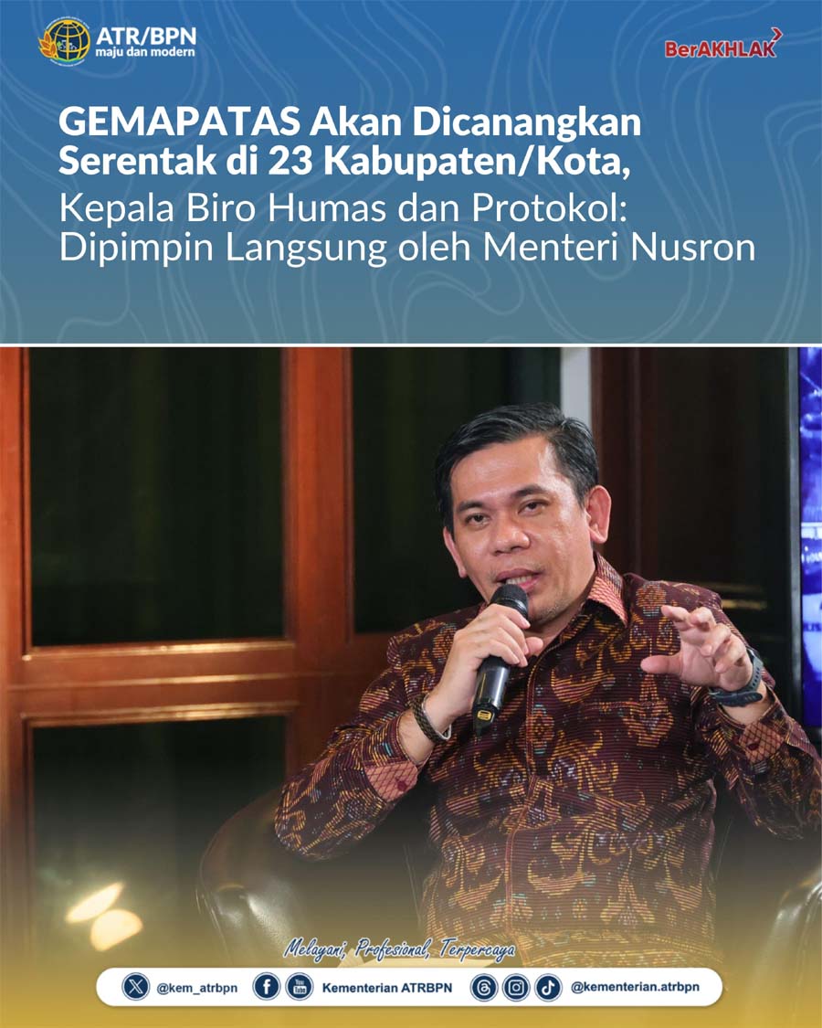 Kementerian ATR BPN Canangkan GEMAPATAS Serentak di 23 Kabupaten Kota