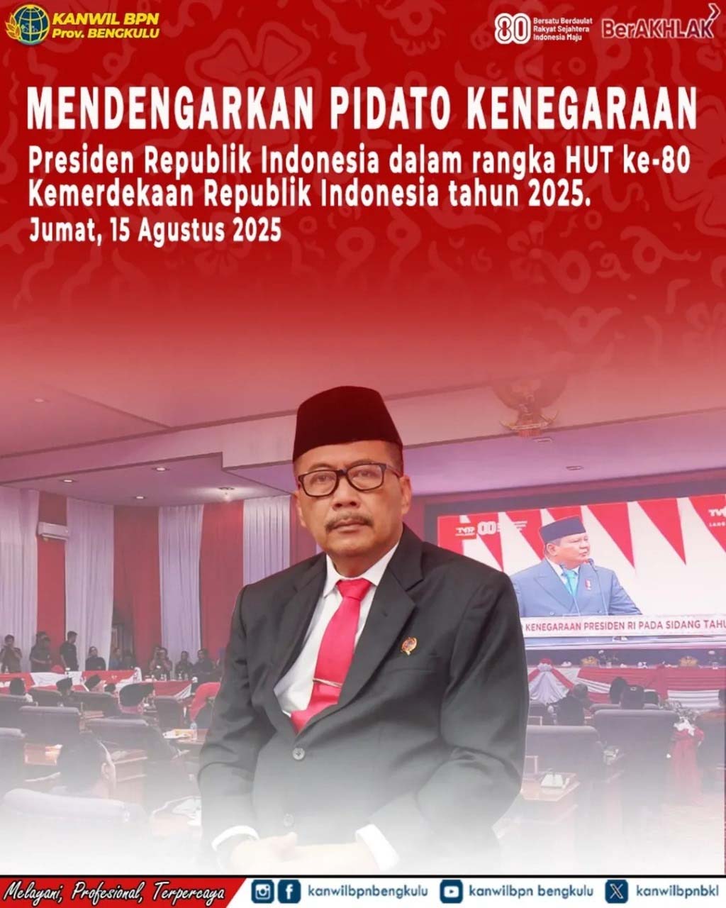 Kepala Kantor Wilayah BPN Provinsi Bengkulu, Bapak Indera Imanuddin
